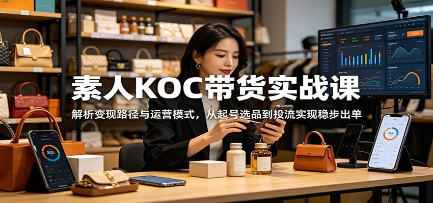 素人KOC带货实战课:解析变现路径与运营模式,从起号选品到投流实现稳步出单-云推网创项目库