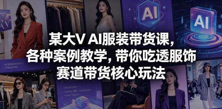 某大V AI服装带货课,各种案例教学,带你吃透服饰赛道带货核心玩法-云推网创项目库