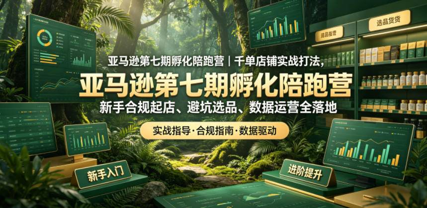 亚马逊第七期孵化陪跑营|千单店铺实战打法,新手合规起店、避坑选品、数据运营全落地-云推网创项目库