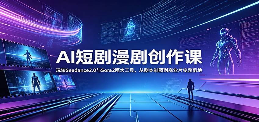 AI短剧漫剧创作课:玩转Seedance2.0与 Sora2两大工具,从剧本制图到商业片完整落地-云推网创项目库