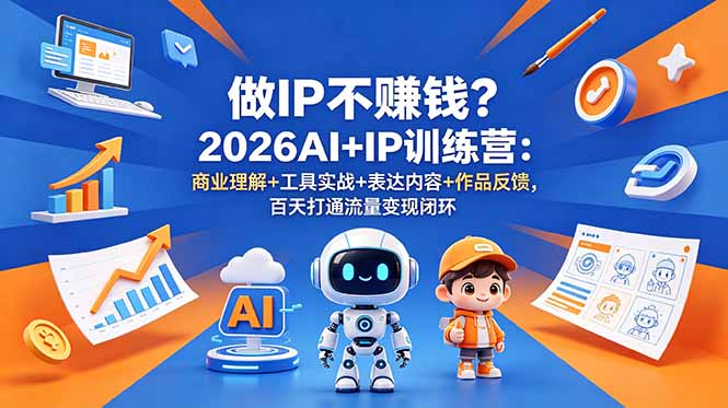 做IP不赚钱？2026AI+IP训练营：商业理解+工具实战+表达内容+作品反馈，百天打通流量变现闭环-云推网创项目库
