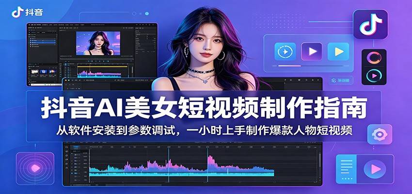 抖音AI美女短视频制作指南:从软件安装到参数调试,一小时上手制作爆款人物短视频-云推网创项目库