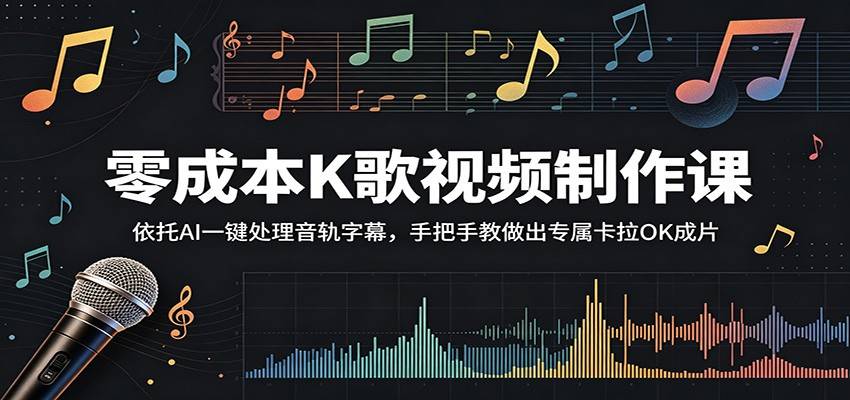 零成本K歌视频制作课：依托AI一键处理音轨字幕，手把手教做出专属卡拉OK成片-云推网创项目库
