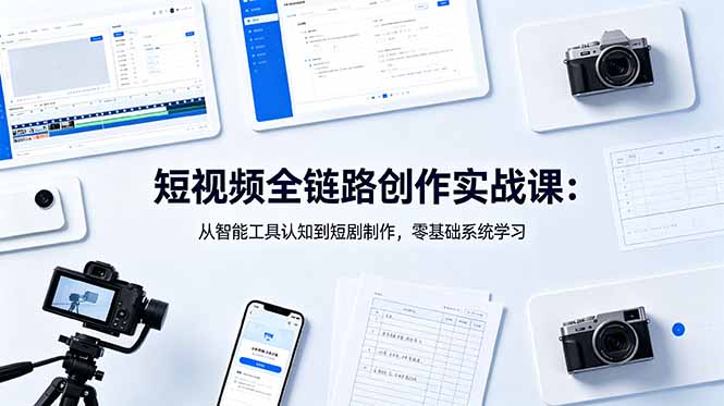 短视频全链路创作实战课:从智能工具认知到短剧制作,零基础系统学习-云推网创项目库