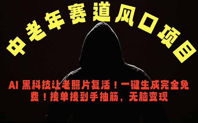 中老年风口项目，AI 黑科技让老照片复活！一键生成完全免费！接单接到手抽筋，无脑变现-云推网创项目库