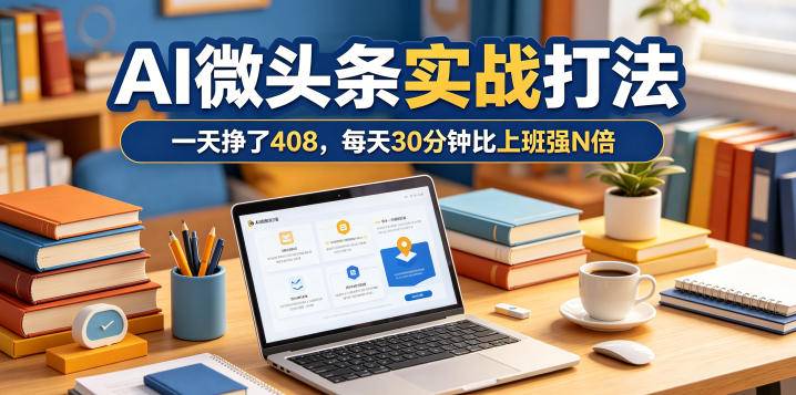 一天挣了408,AI微头条实战打法,每天30分钟比上班强N倍-云推网创项目库