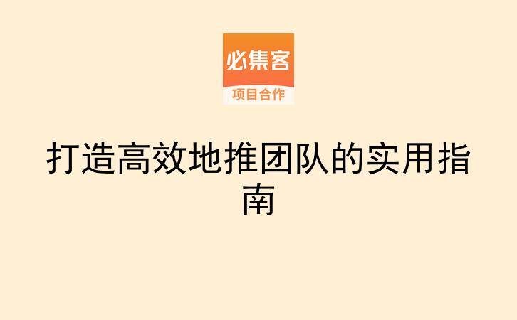 打造高效地推团队的实用指南-云推网创项目库