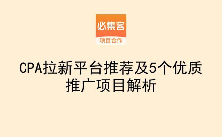 CPA拉新平台推荐及5个优质推广项目解析-云推网创项目库