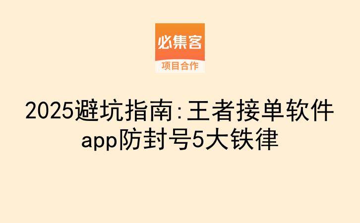 2025避坑指南:王者接单软件app防封号5大铁律-云推网创项目库