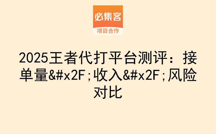 2025王者代打平台测评：接单量/收入/风险对比-云推网创项目库