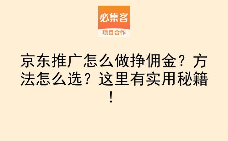京东推广怎么做挣佣金？方法怎么选？这里有实用秘籍！-云推网创项目库