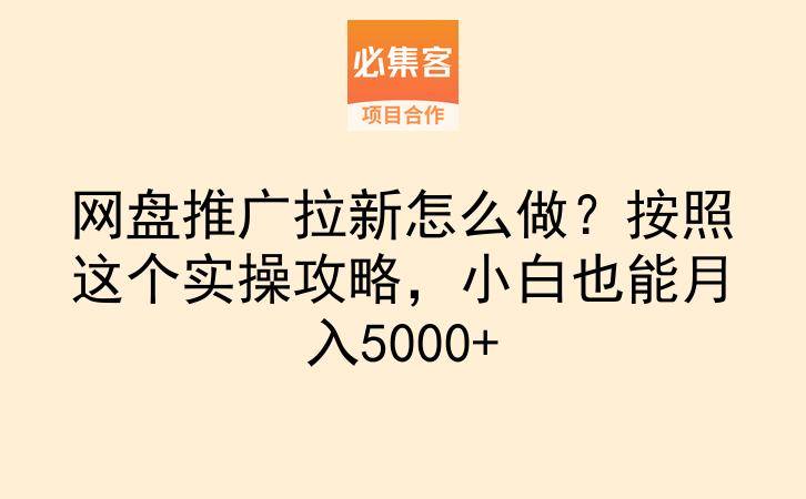 网盘推广拉新怎么做？按照这个实操攻略，小白也能月入5000+-云推网创项目库