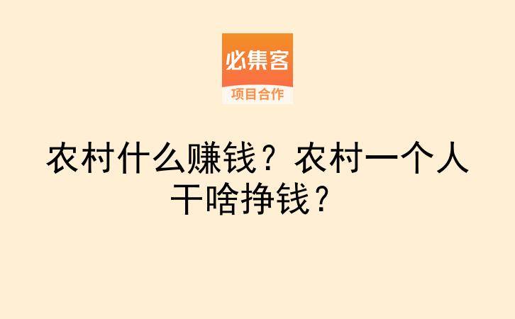 农村什么赚钱？农村一个人干啥挣钱？-云推网创项目库