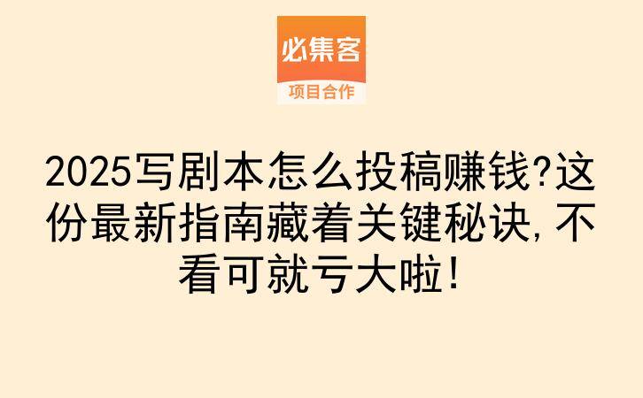 2025写剧本怎么投稿赚钱?这份最新指南藏着关键秘诀,不看可就亏大啦!-云推网创项目库