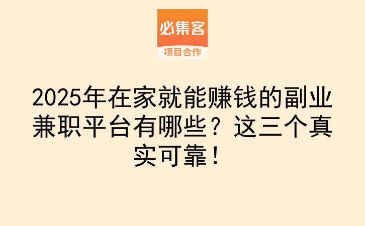 2025年在家就能赚钱的副业兼职平台有哪些？这三个真实可靠！-云推网创项目库