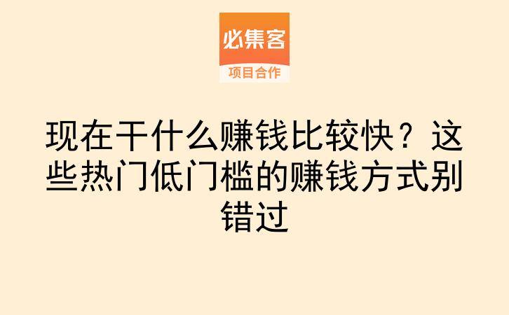 现在干什么赚钱比较快？这些热门低门槛的赚钱方式别错过-云推网创项目库
