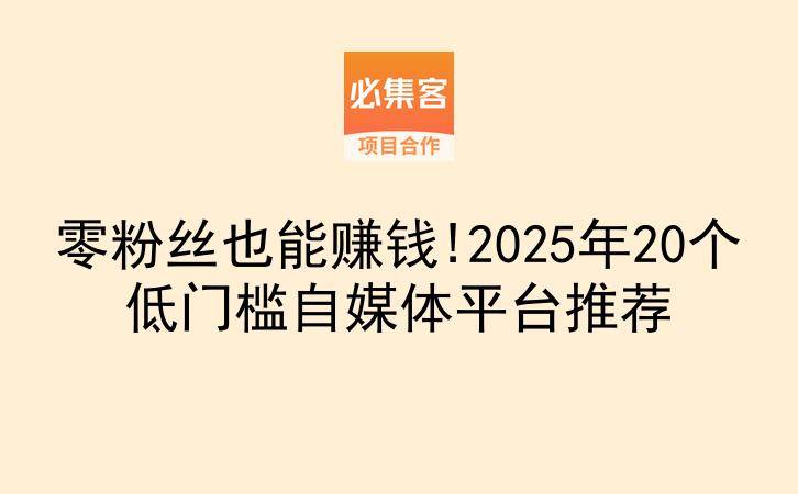 零粉丝也能赚钱!2025年20个低门槛自媒体平台推荐-云推网创项目库