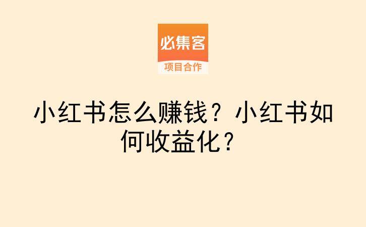 小红书怎么赚钱？小红书如何收益化？-云推网创项目库
