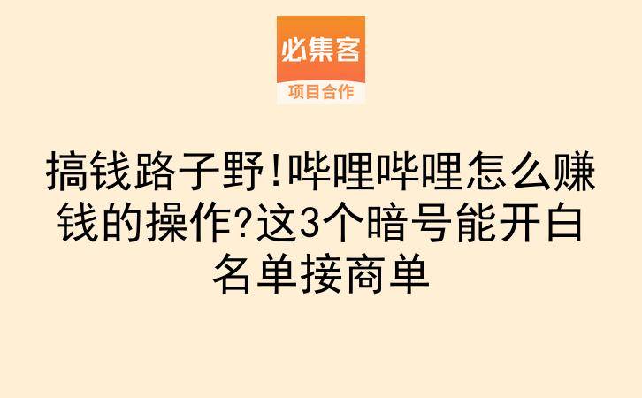 搞钱路子野!哔哩哔哩怎么赚钱的操作?这3个暗号能开白名单接商单-云推网创项目库