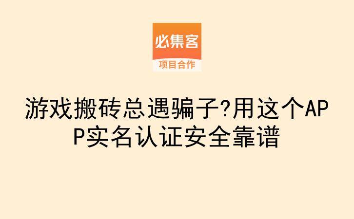 游戏搬砖总遇骗子?用这个APP实名认证安全靠谱-云推网创项目库