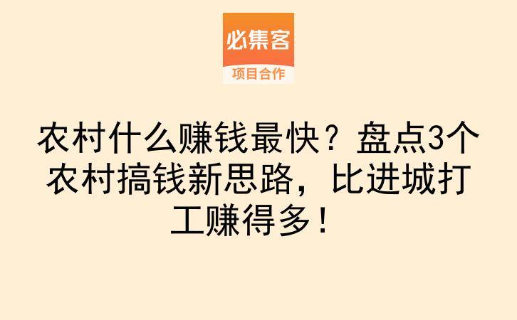 农村什么赚钱最快？盘点3个农村搞钱新思路，比进城打工赚得多！-云推网创项目库