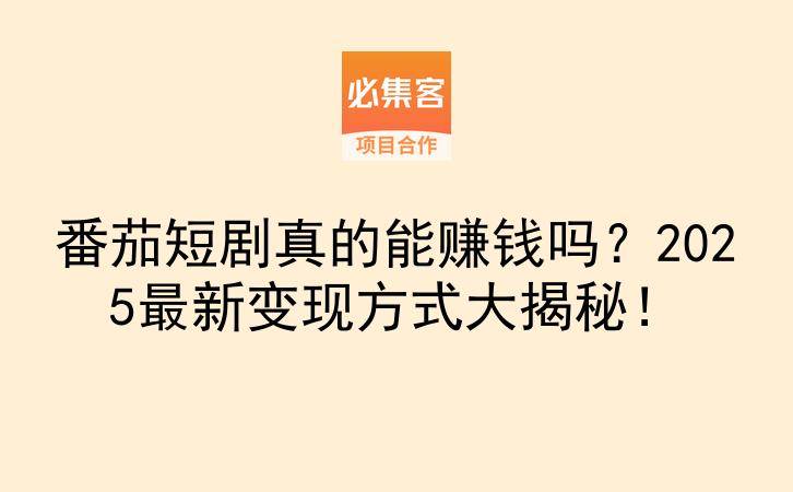 番茄短剧真的能赚钱吗？2025最新变现方式大揭秘！-云推网创项目库