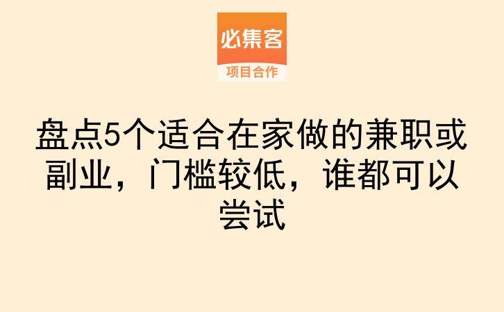 盘点5个适合在家做的兼职或副业，门槛较低，谁都可以尝试-云推网创项目库