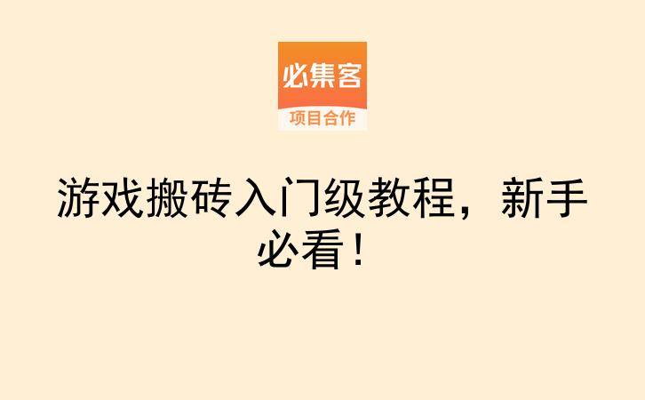 游戏搬砖入门级教程，新手必看！-云推网创项目库