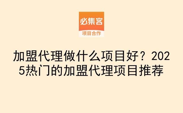 加盟代理做什么项目好？2025热门的加盟代理项目推荐-云推网创项目库