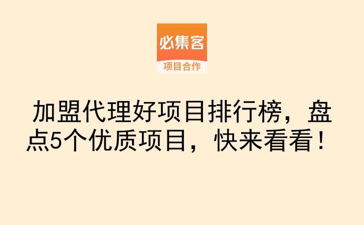加盟代理好项目排行榜，盘点5个优质项目，快来看看！-云推网创项目库