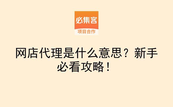 网店代理是什么意思？新手必看攻略！-云推网创项目库