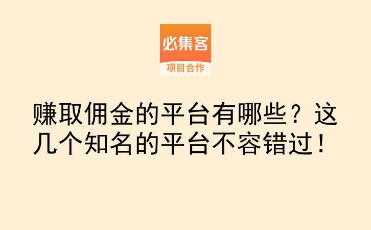 赚取佣金的平台有哪些？这几个知名的平台不容错过！-云推网创项目库