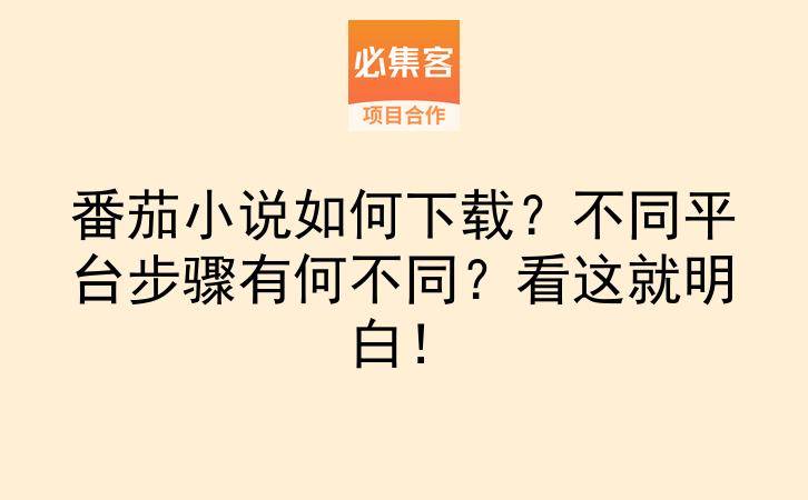 番茄小说如何下载？不同平台步骤有何不同？看这就明白！-云推网创项目库