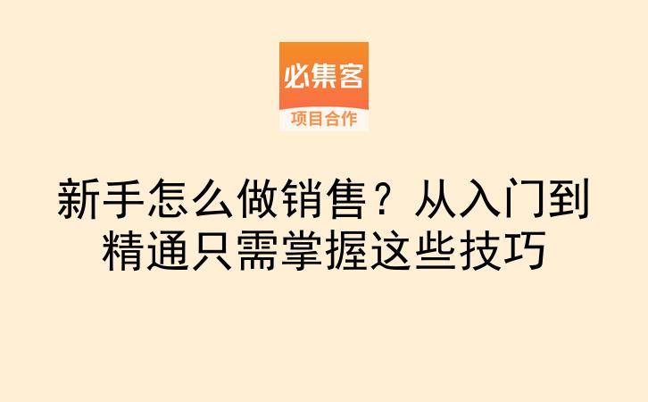 新手怎么做销售？从入门到精通只需掌握这些技巧-云推网创项目库