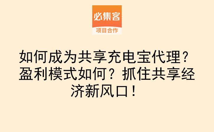 如何成为共享充电宝代理？盈利模式如何？抓住共享经济新风口！-云推网创项目库