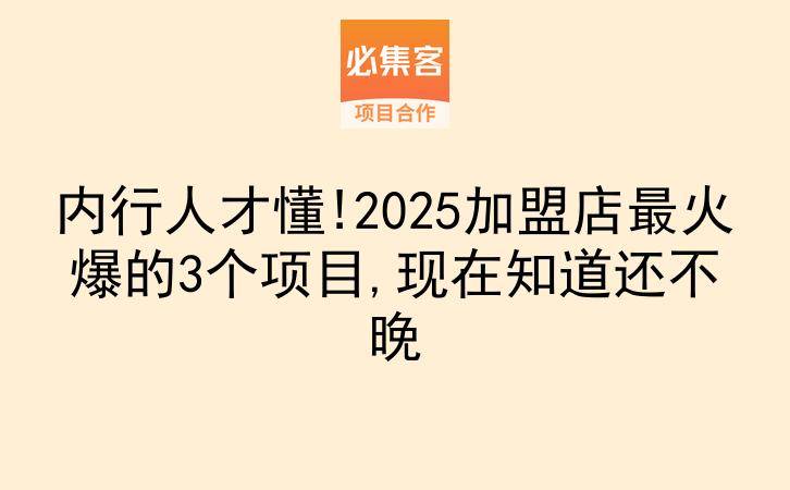 内行人才懂!2025加盟店最火爆的3个项目,现在知道还不晚-云推网创项目库