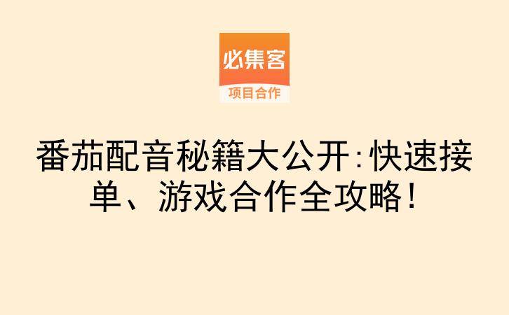 番茄配音秘籍大公开:快速接单、游戏合作全攻略!-云推网创项目库