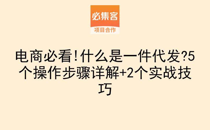 电商必看!什么是一件代发?5个操作步骤详解+2个实战技巧-云推网创项目库