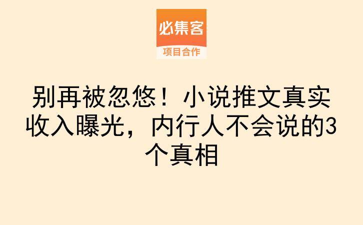 别再被忽悠！小说推文真实收入曝光，内行人不会说的3个真相-云推网创项目库