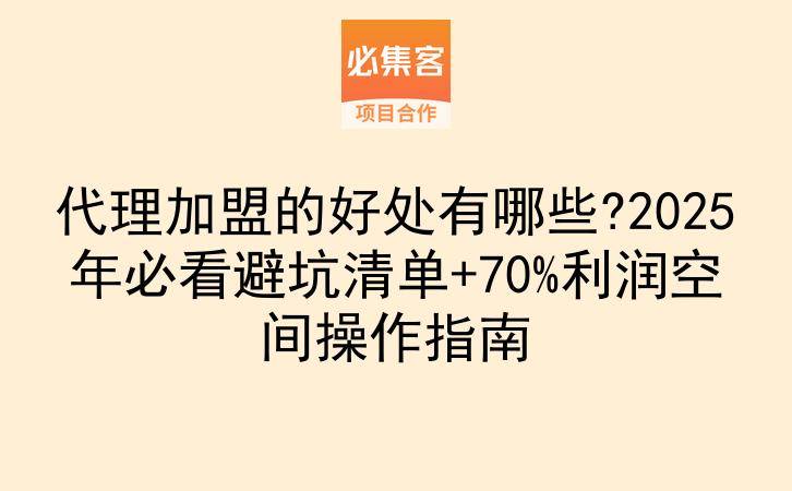 代理加盟的好处有哪些?2025年必看避坑清单+70%利润空间操作指南-云推网创项目库