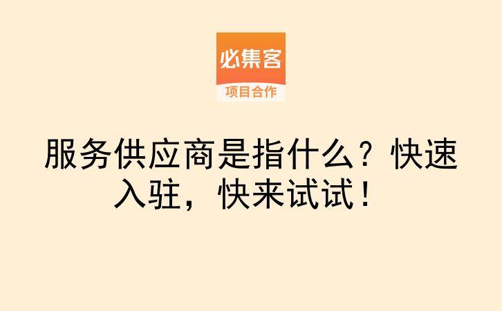 服务供应商是指什么？快速入驻，快来试试！-云推网创项目库
