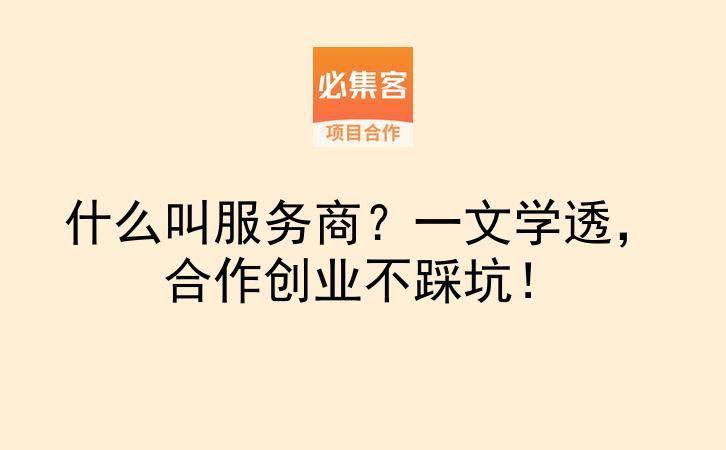 什么叫服务商？一文学透，合作创业不踩坑！-云推网创项目库