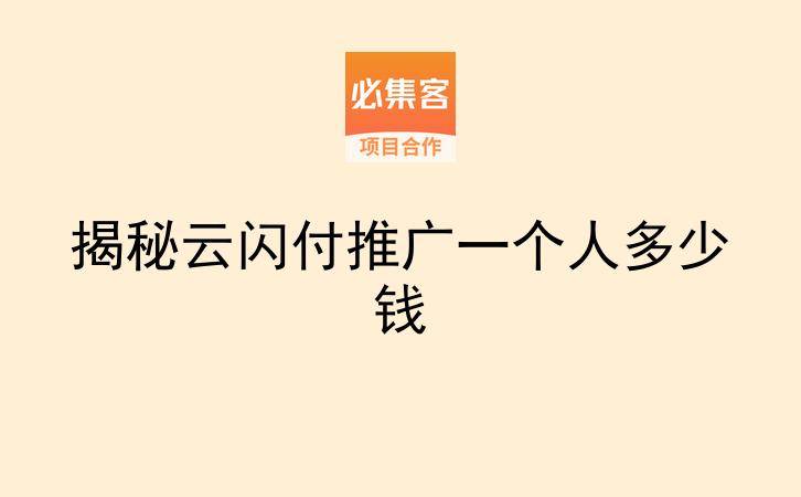 揭秘云闪付推广一个人多少钱-云推网创项目库