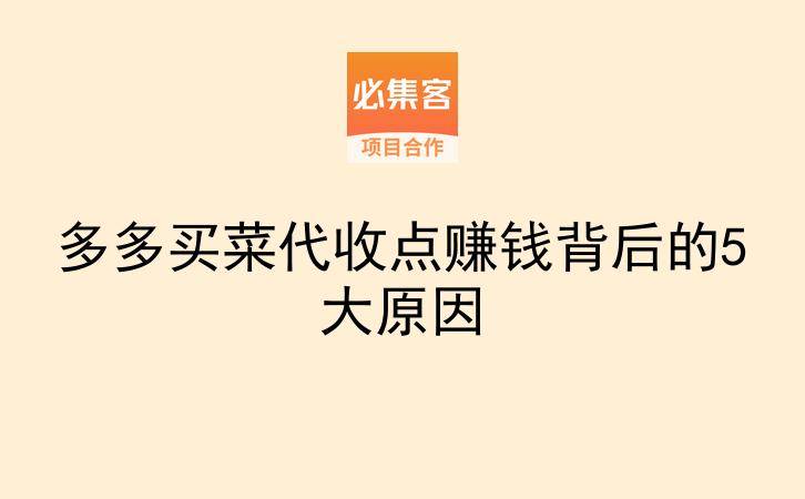 多多买菜代收点赚钱背后的5大原因-云推网创项目库