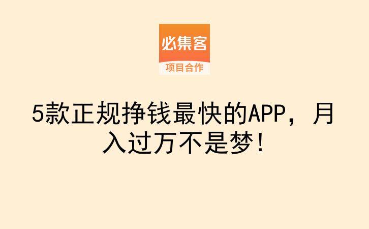 5款正规挣钱最快的APP，月入过万不是梦!-云推网创项目库