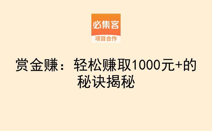 赏金赚：轻松赚取1000元+的秘诀揭秘-云推网创项目库