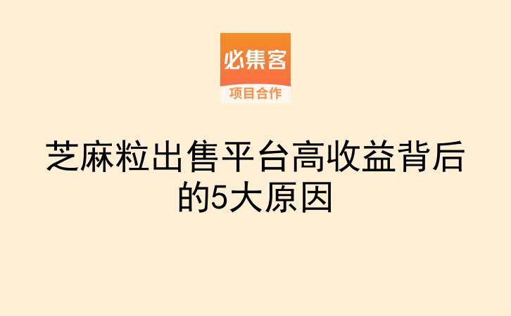 芝麻粒出售平台高收益背后的5大原因-云推网创项目库