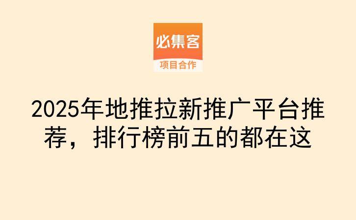 2025年地推拉新推广平台推荐，排行榜前五的都在这-云推网创项目库