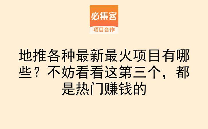 地推各种最新最火项目有哪些？不妨看看这第三个，都是热门赚钱的-云推网创项目库