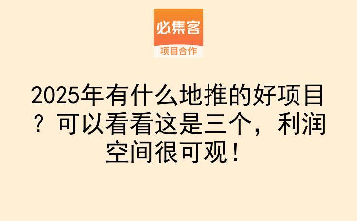 2025年有什么地推的好项目？可以看看这是三个，利润空间很可观！-云推网创项目库